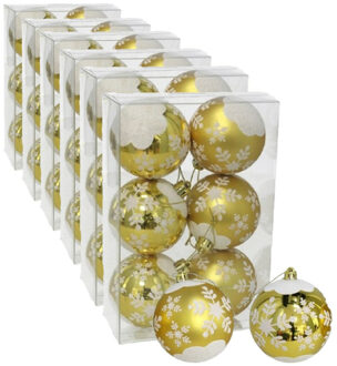 Gerimport 36x stuks gedecoreerde kerstballen goud kunststof 6 cm