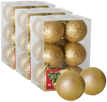 Gerimport 36x stuks kerstballen goud glitters kunststof 6 cm