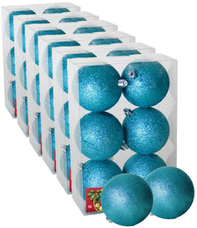 Gerimport 36x stuks kerstballen ijsblauw glitters kunststof 4 cm