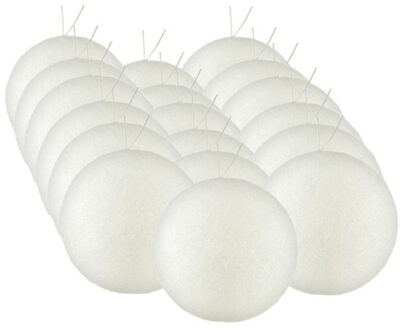 Gerimport 36x stuks kerstballen zilver/wit glitters kunststof 5 cm