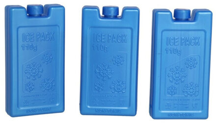 Gerimport 3x stuks Koelelementen 110 ml 6 x 10 cm blauw