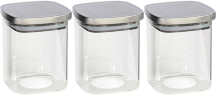 Gerimport 3x stuks voedsel/etenswaren bewaren voorraadpot 1100 ml glas met RVS deksel