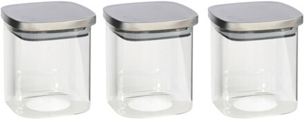 Gerimport 3x stuks voedsel/etenswaren bewaren voorraadpot 800 ml glas met RVS deksel