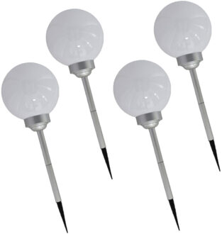 Gerimport 4x gerimport solar tuinlamp/prikspot grote bol - op zonne-energie - h56 cm - tuinverlichting