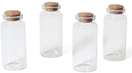 Gerimport 4x Kleine transparante glazen flesjes met kurken dop 38 ml