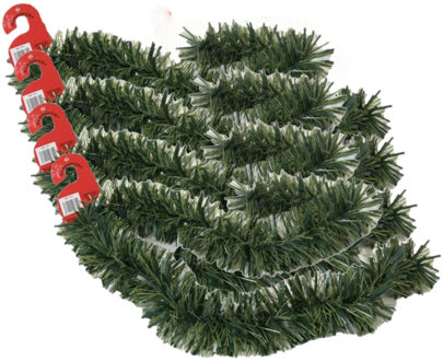 Gerimport 4x stuks kerstboom folie slingers/lametta guirlandes van 180 x 12 cm in de kleur glitter groen