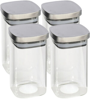 Gerimport 4x stuks voedsel/etenswaren bewaren voorraadpot 1500 ml glas met RVS deksel