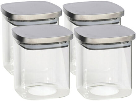 Gerimport 4x stuks voedsel/etenswaren bewaren voorraadpot 800 ml glas met RVS deksel