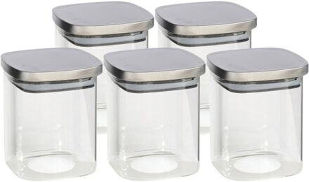 Gerimport 5x stuks voedsel/etenswaren bewaren voorraadpot 1100 ml glas met RVS deksel