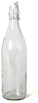 Gerimport 6x Beugelfles/weckfles van transparant glas met beugeldop 1 liter - Decoratieve flessen