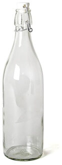 Gerimport 6x Glazen beugelflessen/weckflessen transparant met beugeldop 1 liter