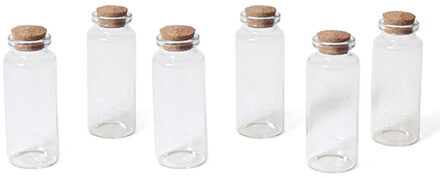 Gerimport 6x Kleine transparante glazen flesjes met kurken dop 18 ml