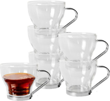 Gerimport 6x Koffie/theeglazen van glas 170 ml - Koffie- en theeglazen Transparant