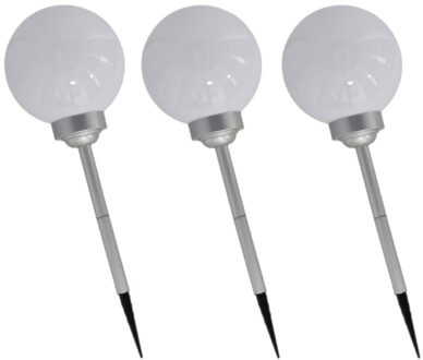 Gerimport 8x gerimport solar tuinlamp/prikspot grote bol - op zonne-energie - h56 cm - tuinverlichting
