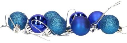 Gerimport 8x stuks kerstballen blauw mix van mat/glans/glitter kunststof 3 cm - Kerstbal