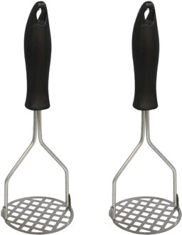 Gerimport Aardappelstamper/pureestamper - 2x - kunststof/metaal - keuken gerei - 23 cm