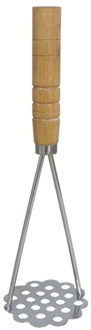 Gerimport Aardappelstamper/pureestamper - metaal/hout - keuken gerei - 25 cm