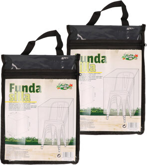 Gerimport afdekhoes/beschermhoes voor tuinstoelen/barbecue - 2x - zwart - 105 x 68 x 68 cm