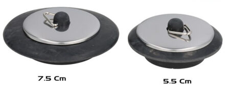 Gerimport Afvoerstop - 2x stuks - D7.5 - D5.5 cm - gootsteenstop - keukenaccessoires