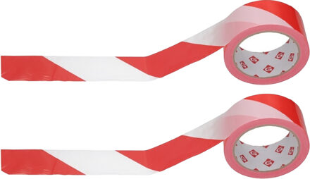 Gerimport Afzetlint - 4x - rood/wit - 45 mm x 100 meter - polyethyleen - markeerlint - afzettape
