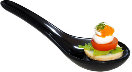 Gerimport Amuse/aperitief lepels - hapjes/tapas - 1x stuks - porselein - zwart