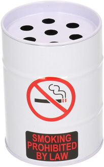 Gerimport Asbak olievat wit Smoking Prohibited 10 cm - Asbakken