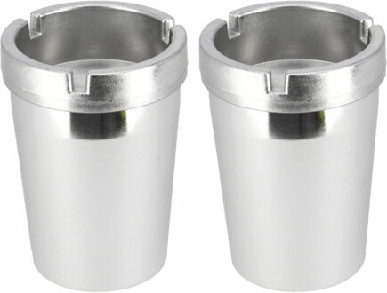 Gerimport Auto asbak - 2x - zilverkleurig - 11 x 8 cm - rookvrij