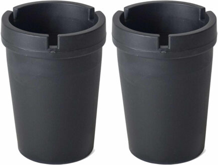 Gerimport Auto asbak met deksel - 2x - zwart - 11 x 8 cm - Geurvrije/rookvrije auto asbak