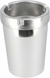 Gerimport Auto asbak - zilverkleurig - 11 x 8 cm - rookvrij