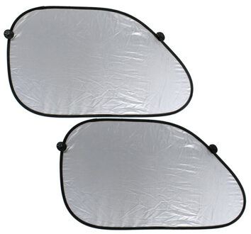 Gerimport Auto zonnescherm voor zijramen - 2x stuks - grijs - kunststof - zuignappen