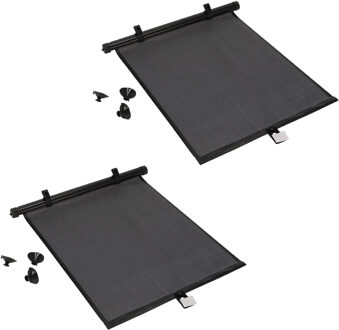 Gerimport Auto zonnescherm voor zijramen - 2x - zwart - kunststof - zuignappen