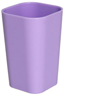 Gerimport Badkamer drinkbeker/tandenborstelhouder - kunststof - paars - 7 x 11 cm