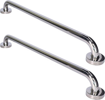 Gerimport Badkamer handgreep - 2x stuks - zilver - 60 cm - RVS metaal - douche wand handgrepen