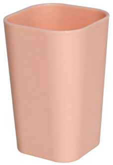 Gerimport Badkamer tandenborstelhouder/drinkbeker - kunststof - zalmroze - 7 x 11 cm