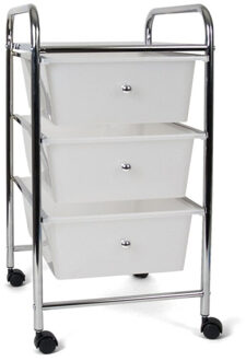 Gerimport Badkamer trolley/kastje met 3 lades en plank 36 x 60 cm van kunststof - Opberg trolley Wit