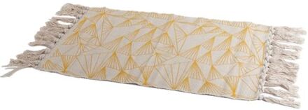 Gerimport Badkamerkleedje rechthoekig 45 x 70 cm naturel met gele geometrische print - Badmatjes Multikleur