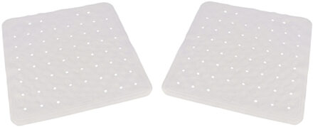 Gerimport Badmat - 2x - anti-slip - wit - douchemat - 45 x 45 cm - vierkant