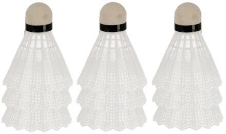 Gerimport Badminton shuttles setje - 9x shuttles - kunststof - wit - badmintonnen