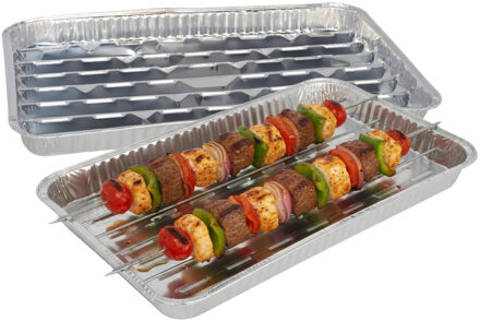 Gerimport barbecue grillschaal - 6x stuks - 34 x 23 cm - Vlees grillen - BBQ rooster