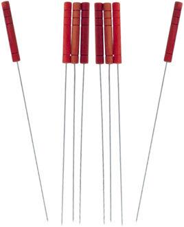 Gerimport Barbecue spiezen - BBQ vleespennen - 12x stuks - houten handvat - metaal - 30 cm