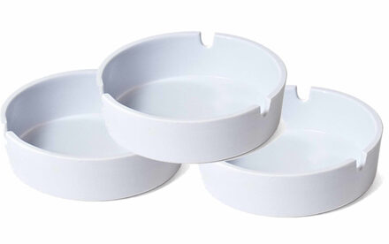 Gerimport Basic asbakken in het wit - 20x - Dia 10 cm - kunststof - Tafel asbak - buiten - Binnen