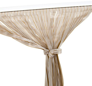 Gerimport Beige/wit polyester stroken vliegen/insecten gordijn 90 x 210 cm