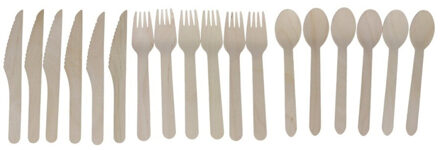 Gerimport Bestekset - bamboe - 54x - vorken - lepels - messen - naturel