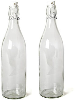 Gerimport Beugelfles - 18x stuks - weckfles met beugeldop - 1 liter - glas