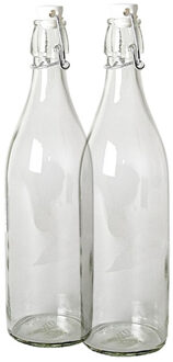 Gerimport Beugelfles - 24x stuks - weckfles met beugeldop - 1 liter - glas