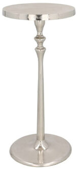 Gerimport Bijzettafel/plantenverhoging - aluminium - zilver - 23 x 50 cm - tafeltje