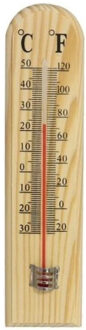 Gerimport Binnen/buiten thermometer hout 20 x 5 cm - Buitenthermometers Bruin