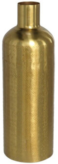 Gerimport Bloemenvaas flesvorm van metaal 30 x 10.5 cm kleur metallic goud