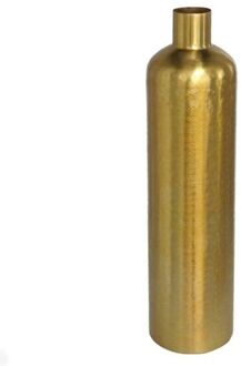 Gerimport Bloemenvaas flesvorm van metaal 42 x 10.5 cm kleur metallic goud - Vazen Goudkleurig