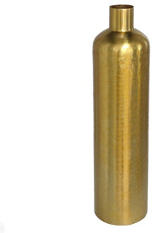 Gerimport Bloemenvaas flesvorm van metaal 42 x 10.5 cm kleur metallic goud